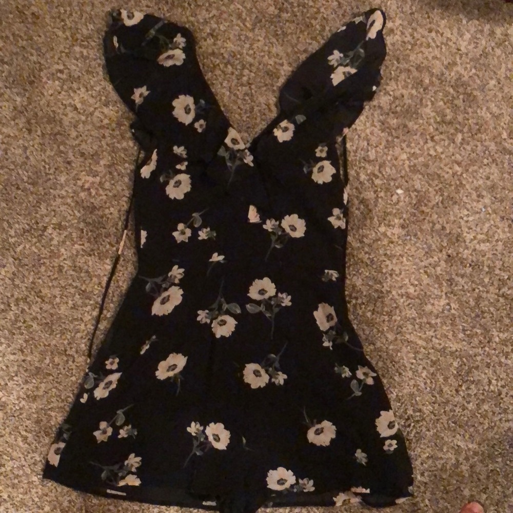 Black floral romper